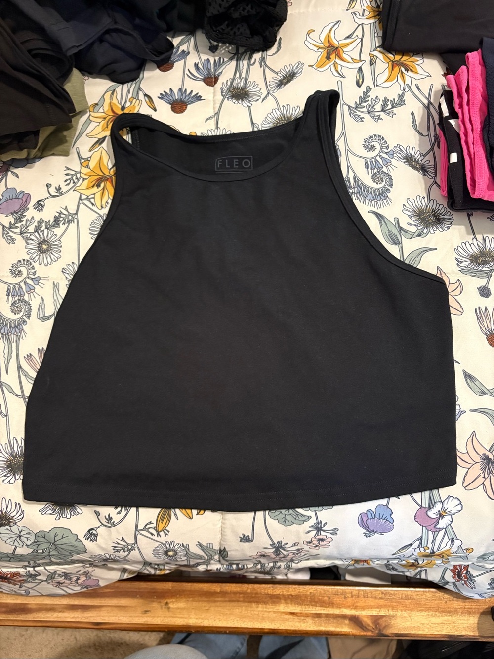Fleo Black High-Neck Crop Tank
